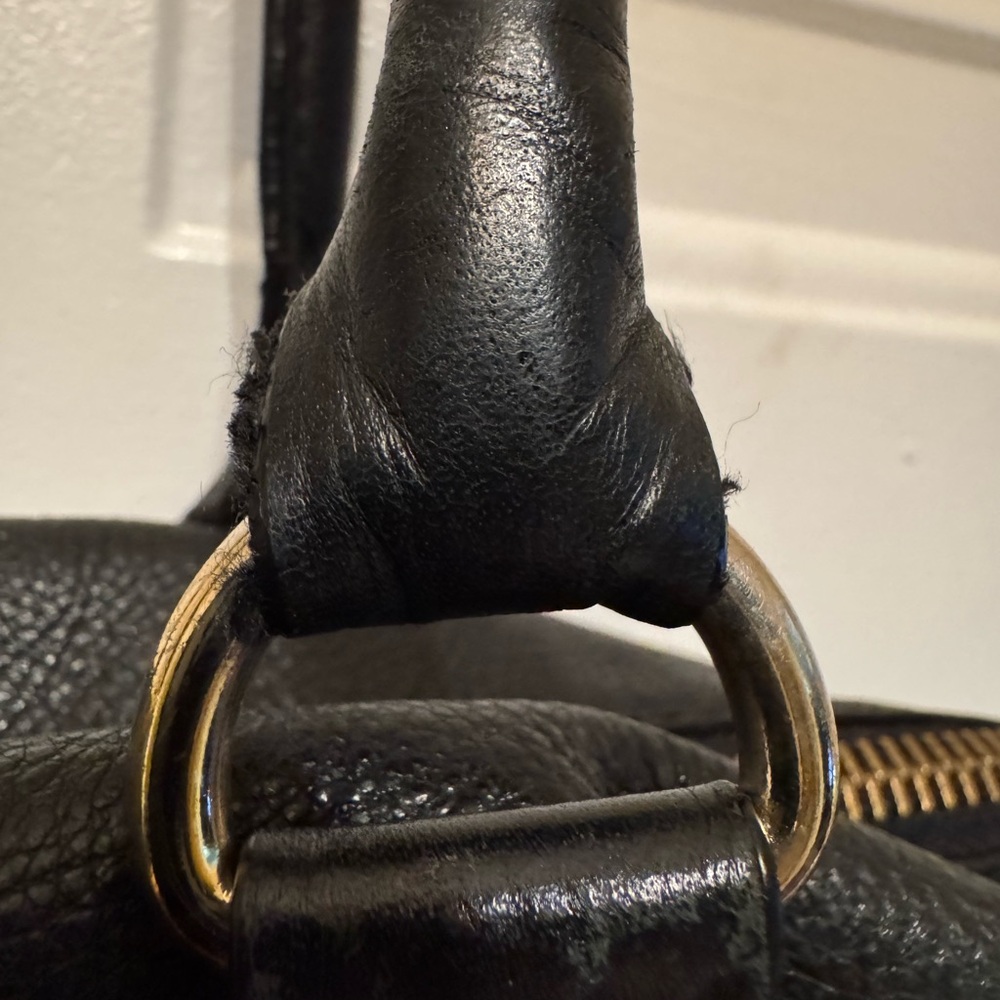 Michael Kors Black Leather Shoulder Bag with Gold Accents - Picture 8 of 13